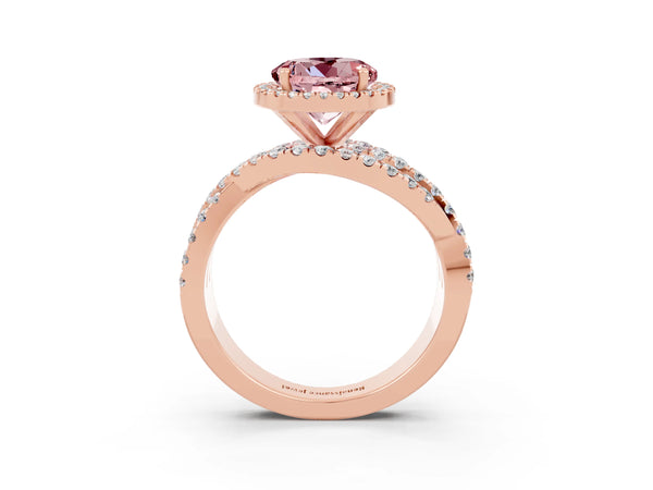 Rose gold Round Cut Cut Halo Split Shank Prong Setting Ring