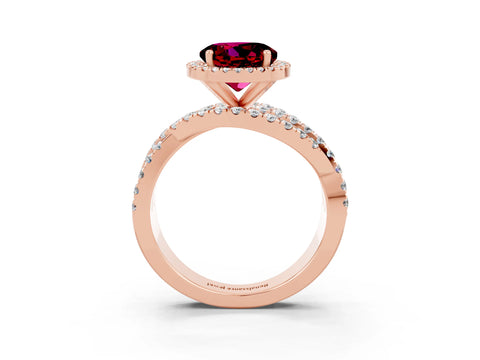 Rose gold Round Cut Cut Halo Split Shank Prong Setting Ring_3