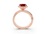 Rose gold Round Cut Cut Halo Split Shank Prong Setting Ring_3