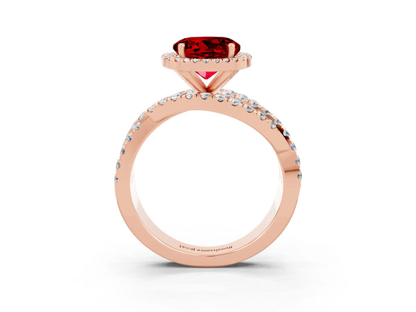 Rose gold Round Cut Cut Halo Split Shank Prong Setting Ring