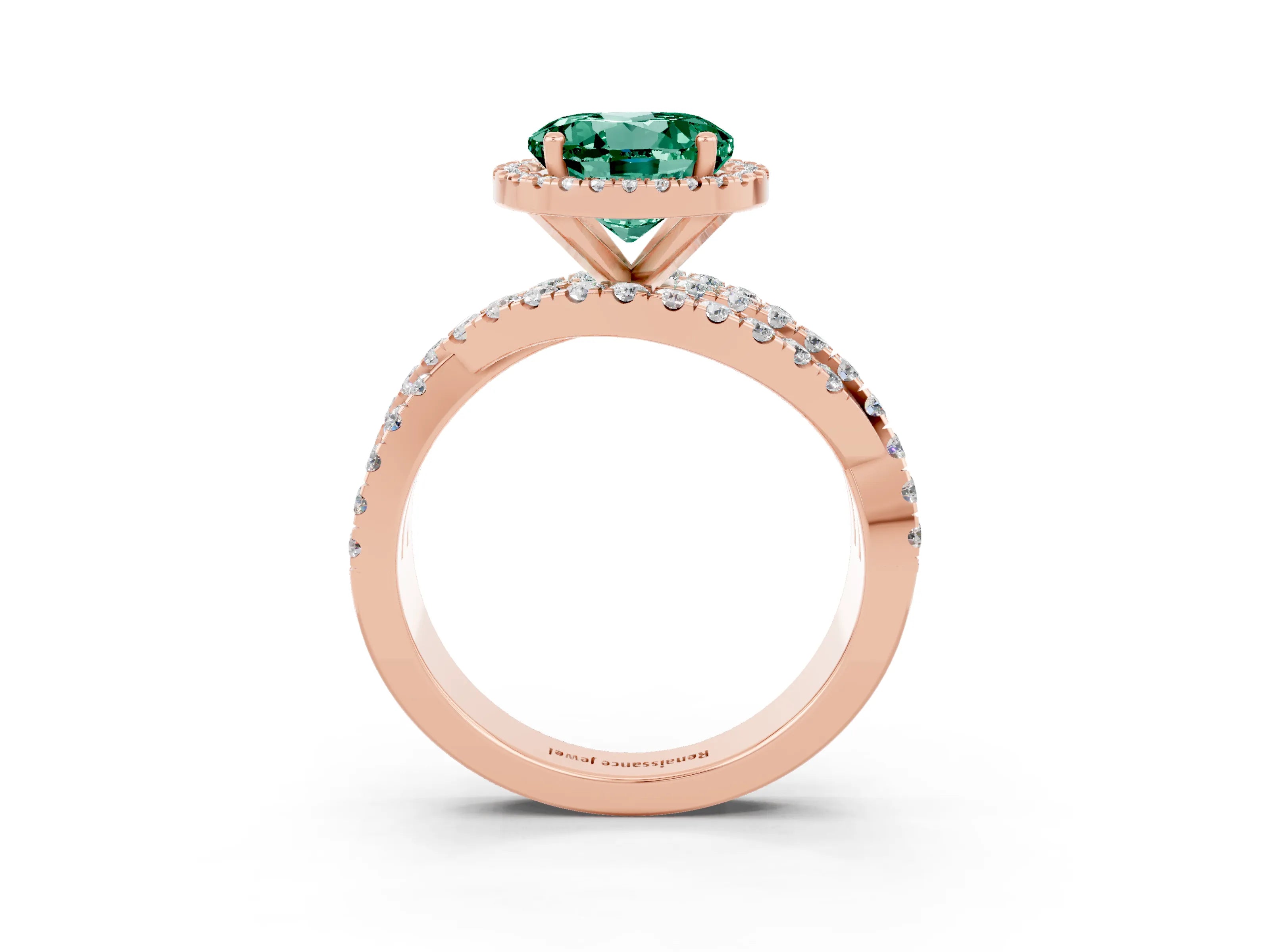 Rose gold Round Cut Cut Halo Split Shank Prong Setting Ring_3