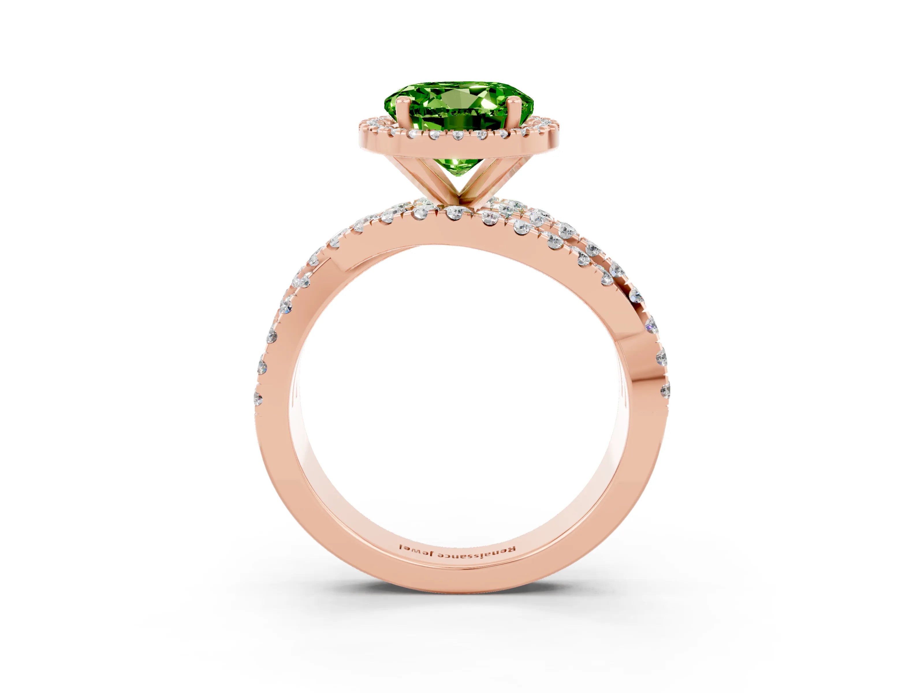 Rose gold Round Cut Cut Halo Split Shank Prong Setting Ring_3
