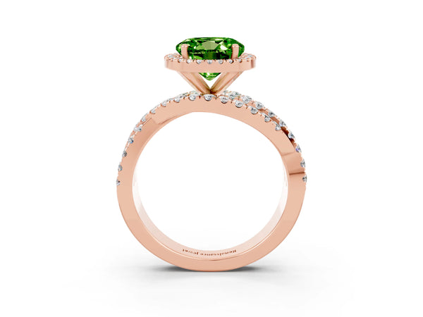 Rose gold Round Cut Cut Halo Split Shank Prong Setting Ring
