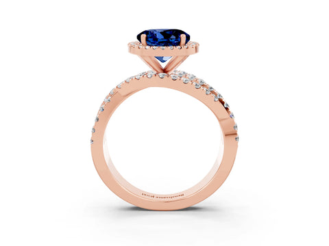 Rose gold Round Cut Cut Halo Split Shank Prong Setting Ring_3