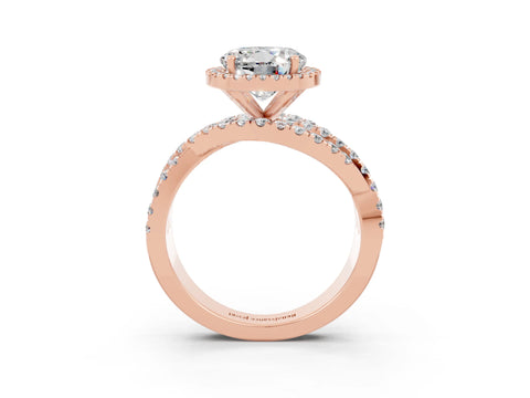 Rose gold Round Cut Cut Halo Split Shank Prong Setting Ring_3
