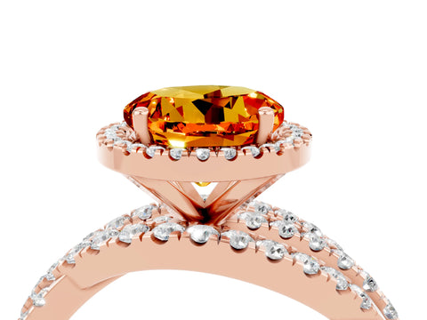 Rose gold Round Cut Cut Halo Split Shank Prong Setting Ring_4