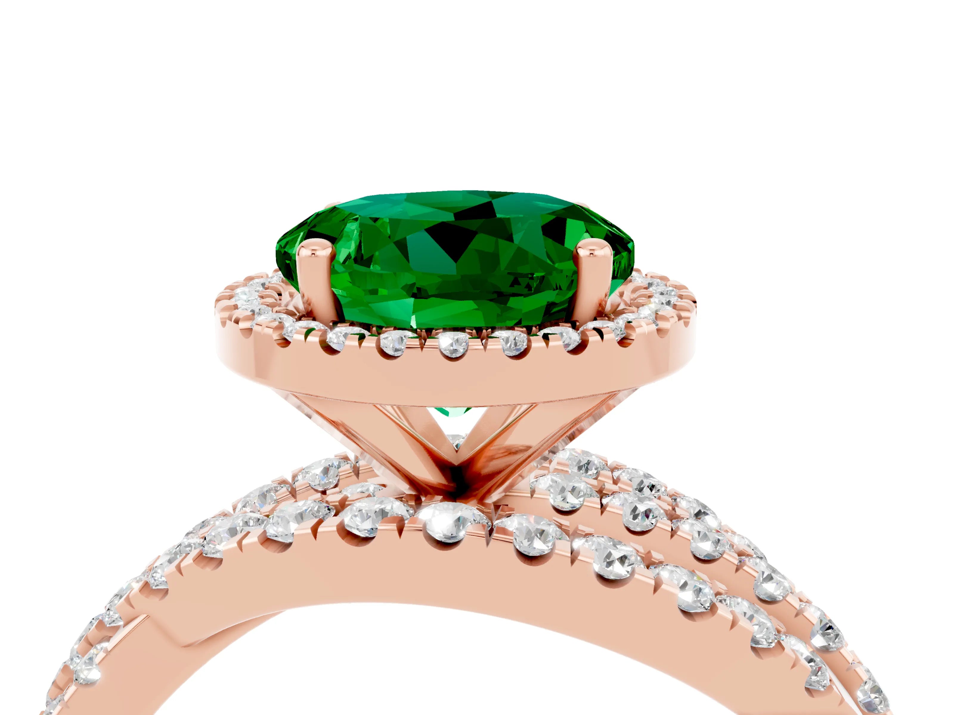 Rose gold Round Cut Cut Halo Split Shank Prong Setting Ring_4