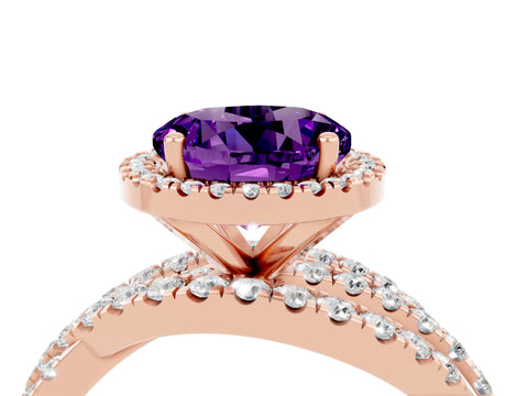 Rose gold Round Cut Cut Halo Split Shank Prong Setting Ring_4