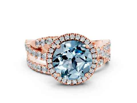Rose gold Round Cut Cut Halo Split Shank Prong Setting Ring