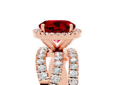 Rose gold Round Cut Cut Halo Split Shank Prong Setting Ring_5
