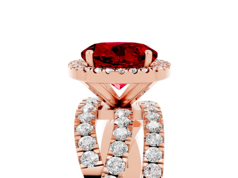 Rose gold Round Cut Cut Halo Split Shank Prong Setting Ring_5