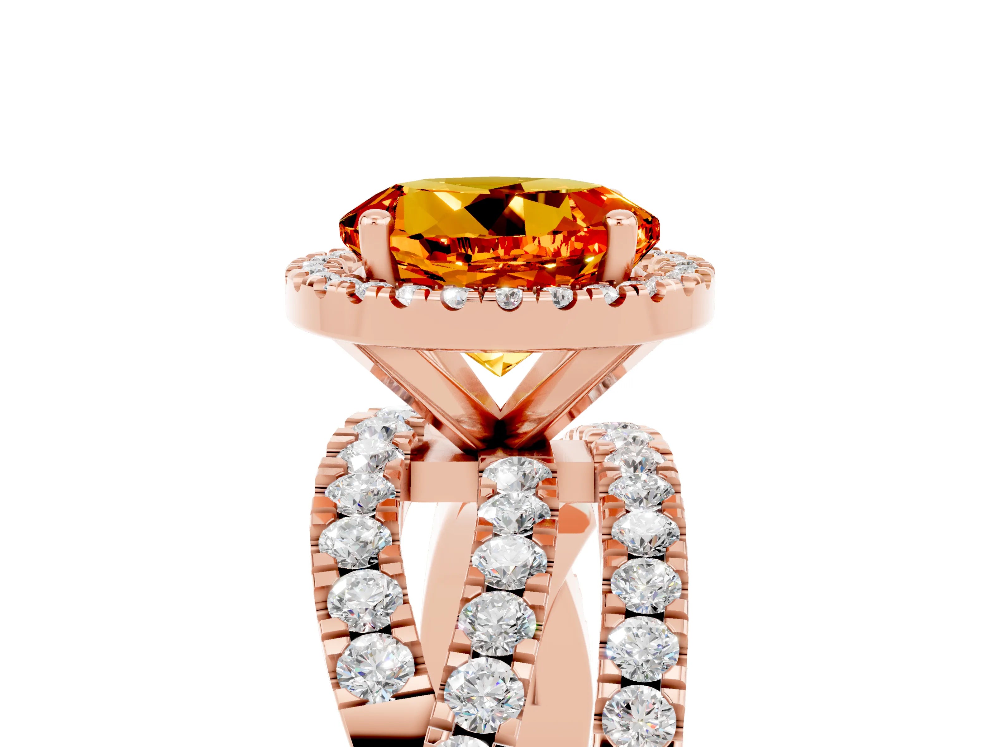 Rose gold Round Cut Cut Halo Split Shank Prong Setting Ring_5