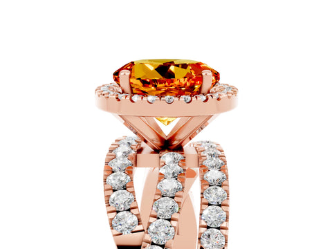 Rose gold Round Cut Cut Halo Split Shank Prong Setting Ring_5
