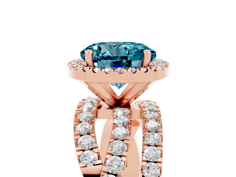 Rose gold Round Cut Cut Halo Split Shank Prong Setting Ring_5