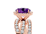 Rose gold Round Cut Cut Halo Split Shank Prong Setting Ring_5