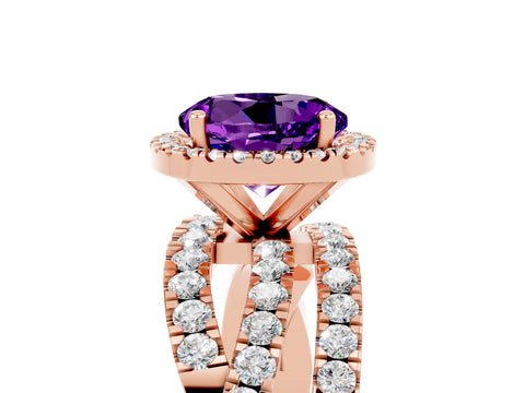 Rose gold Round Cut Cut Halo Split Shank Prong Setting Ring_5