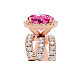 Rose gold Round Cut Cut Halo Split Shank Prong Setting Ring_5