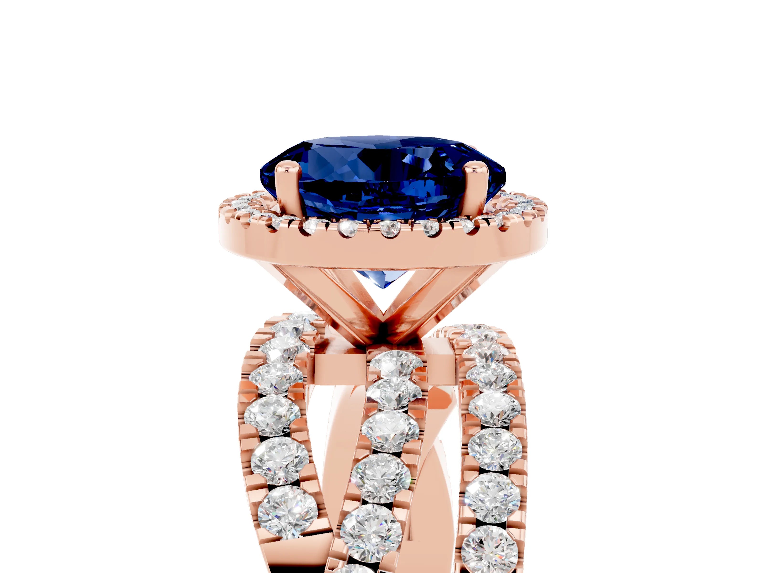 Rose gold Round Cut Cut Halo Split Shank Prong Setting Ring_5