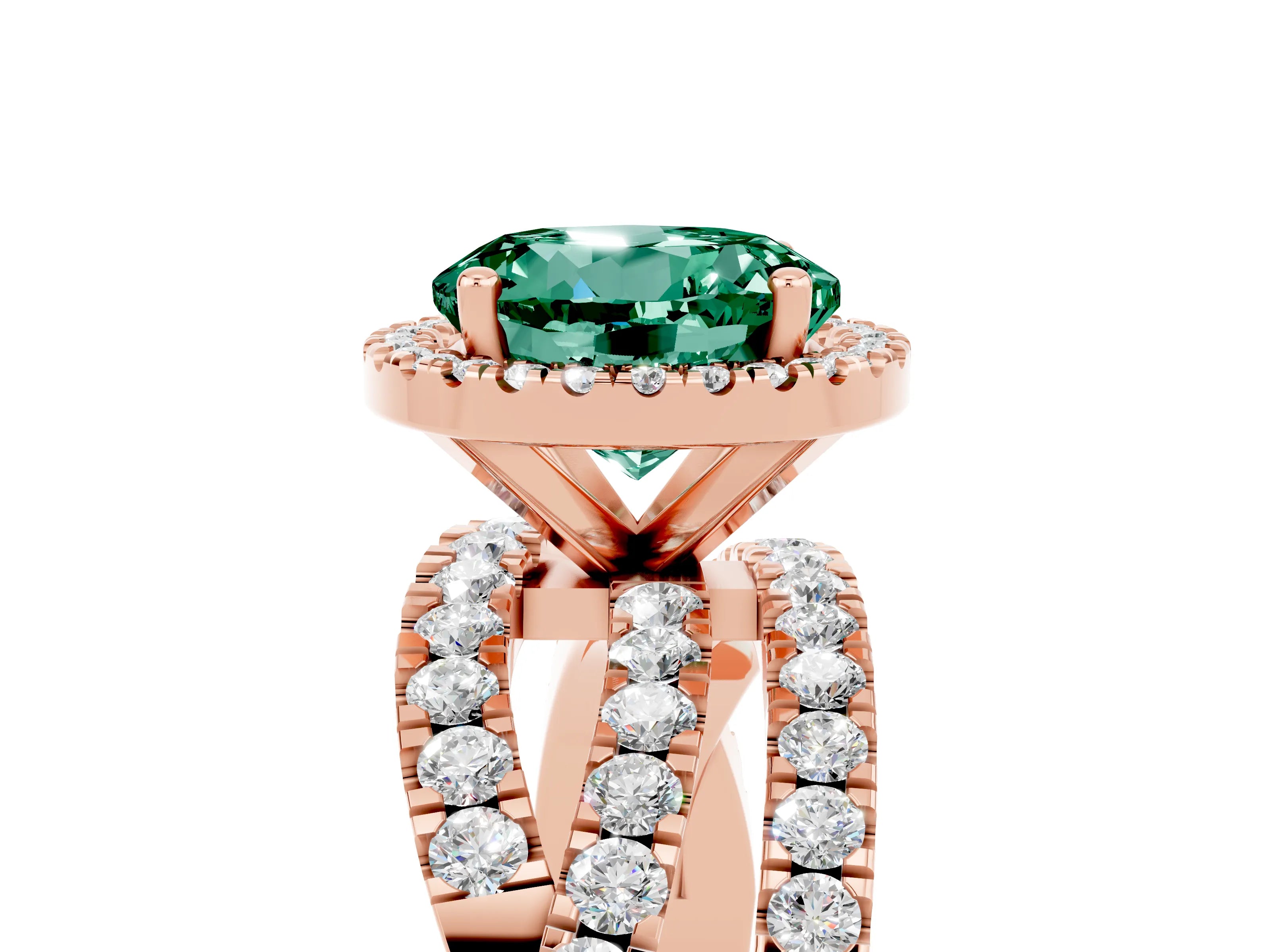 Rose gold Round Cut Cut Halo Split Shank Prong Setting Ring_5