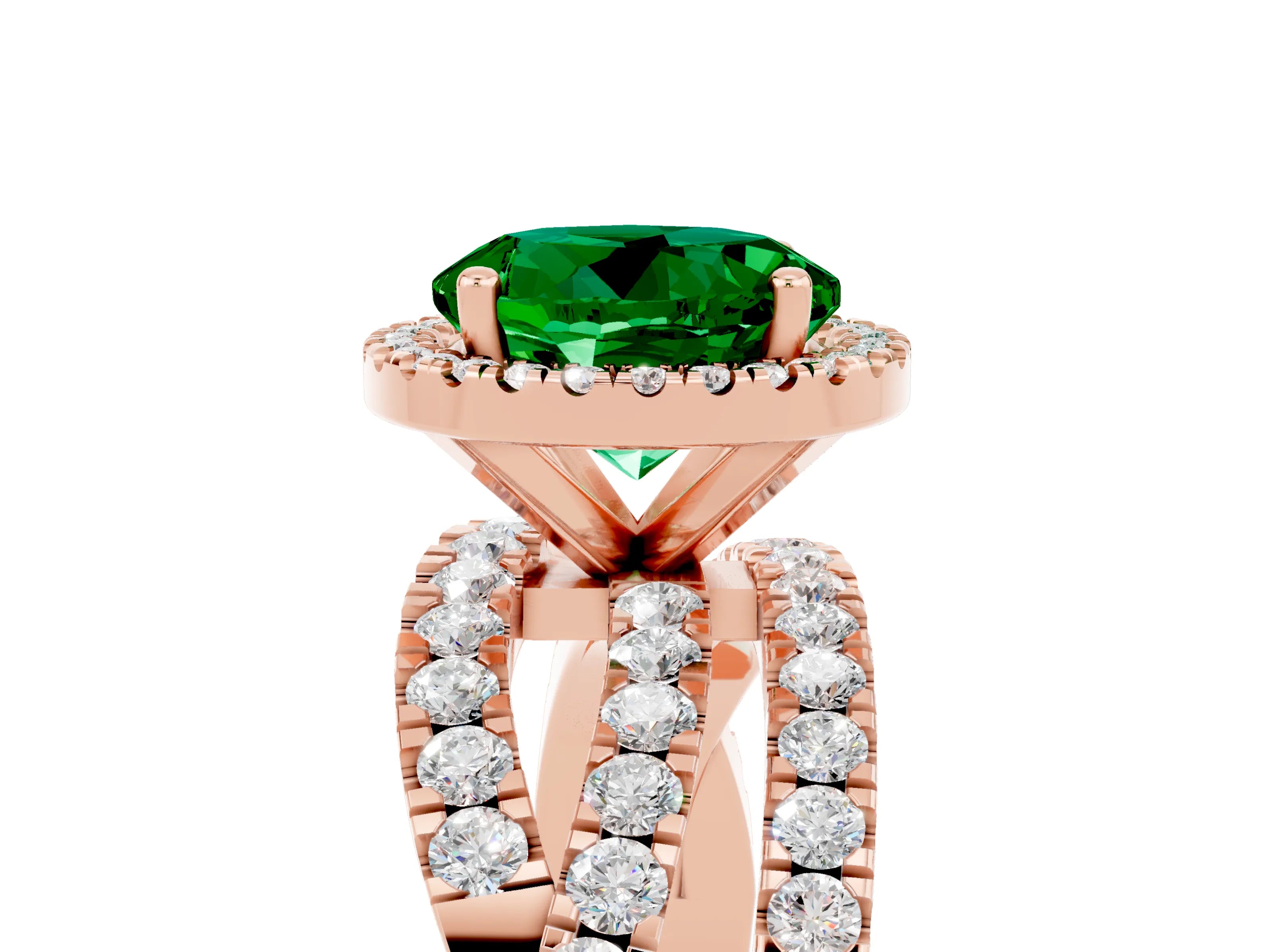 Rose gold Round Cut Cut Halo Split Shank Prong Setting Ring_5
