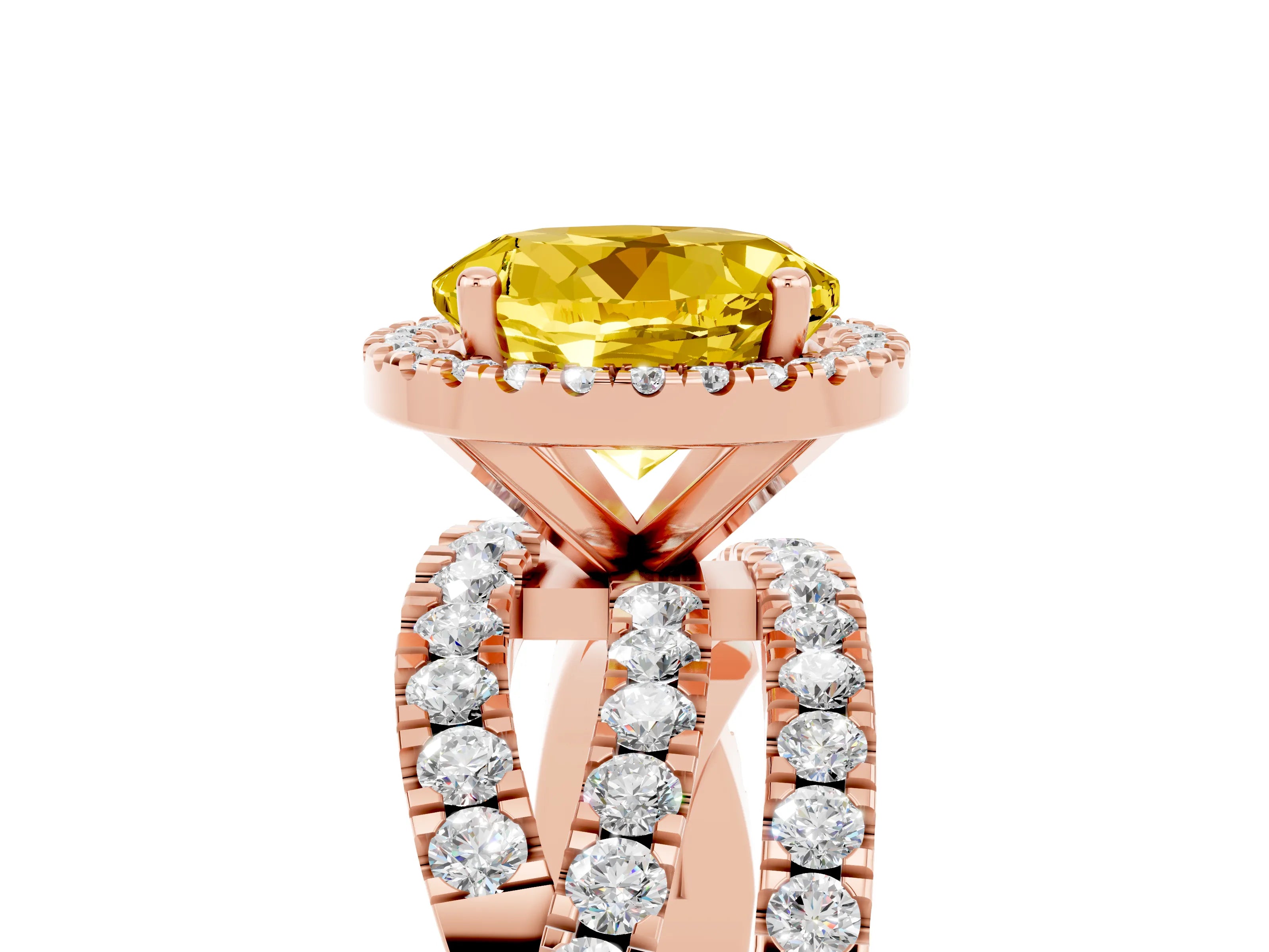 Rose gold Round Cut Cut Halo Split Shank Prong Setting Ring_5