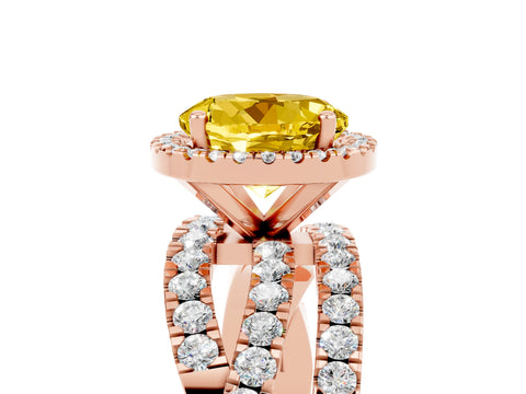 Rose gold Round Cut Cut Halo Split Shank Prong Setting Ring_5