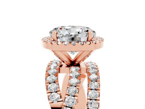 Rose gold Round Cut Cut Halo Split Shank Prong Setting Ring_5