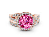 Rose gold Round Cut Cut Halo Split Shank Prong Setting Ring