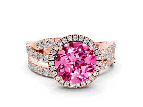 Rose gold Round Cut Cut Halo Split Shank Prong Setting Ring