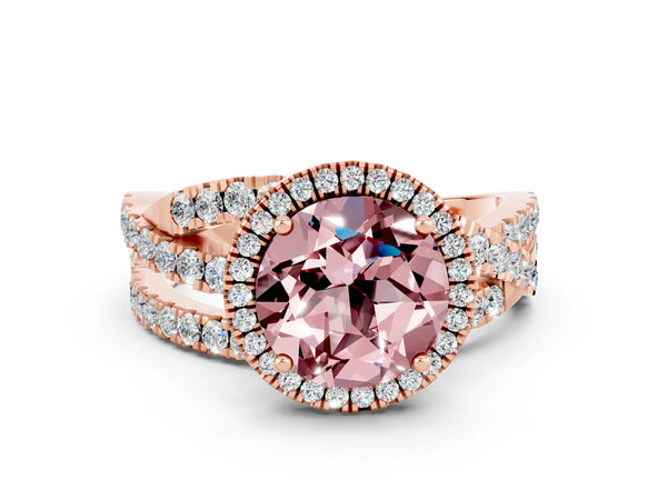 Rose gold Round Cut Cut Halo Split Shank Prong Setting Ring