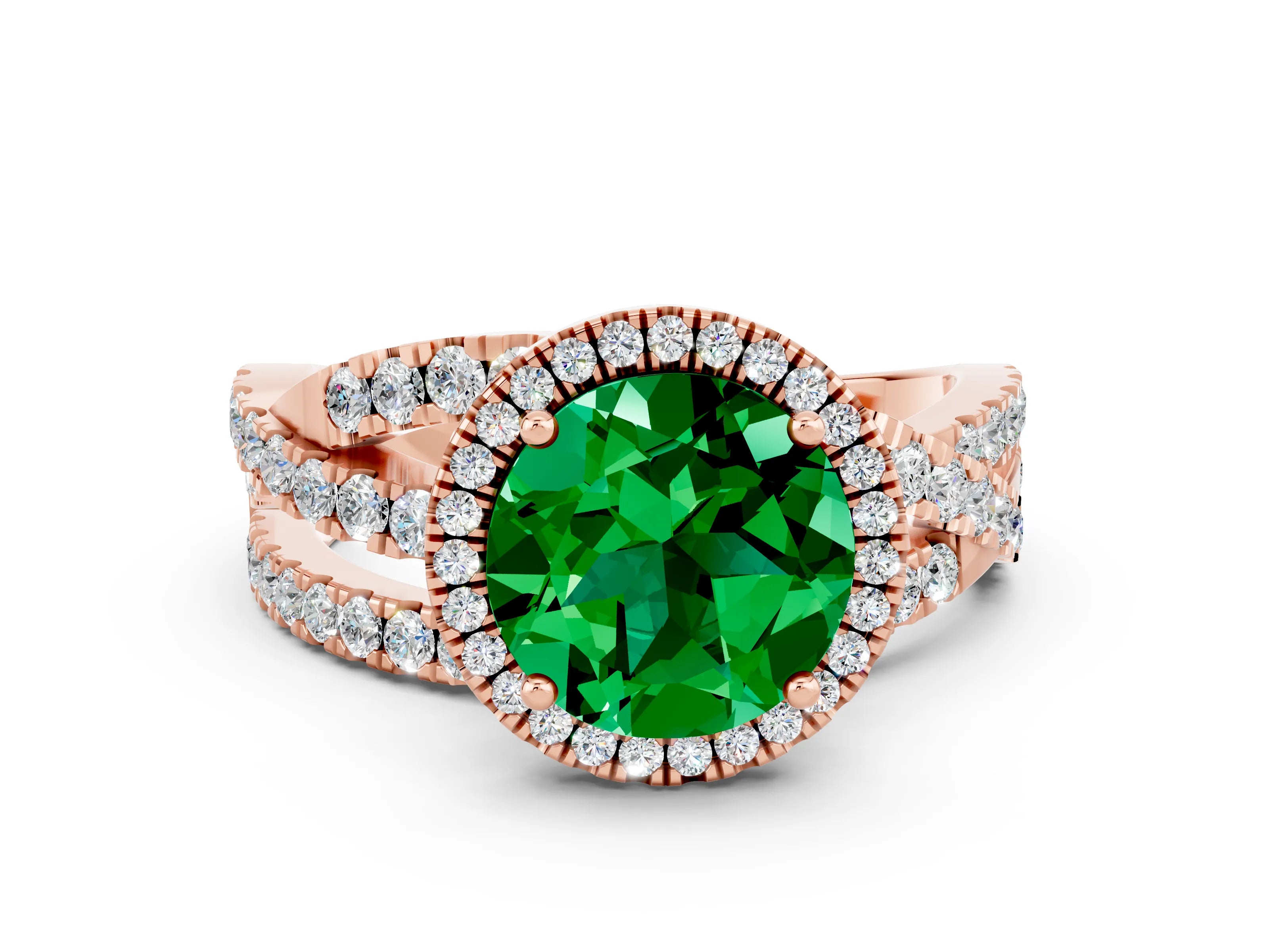 Rose gold Round Cut Cut Halo Split Shank Prong Setting Ring