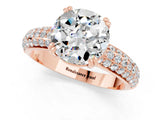 Rose gold Round Cut Cut Pave Diamond Engagement Ring with Channel Set Band and Four-Prong Setting_1