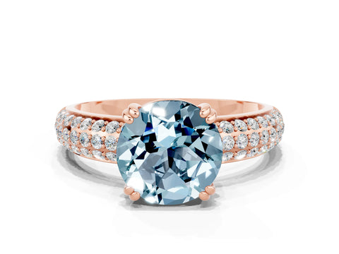 Rose gold Round Cut Cut Pave Diamond Engagement Ring with Channel Set Band and Four-Prong Setting