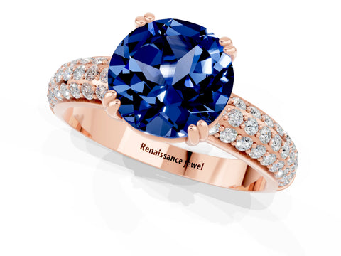 Rose gold Round Cut Cut Pave Diamond Engagement Ring with Channel Set Band and Four-Prong Setting_1
