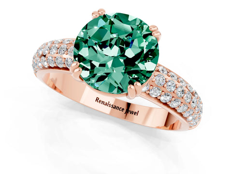 Rose gold Round Cut Cut Pave Diamond Engagement Ring with Channel Set Band and Four-Prong Setting_1