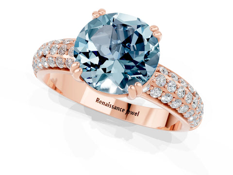 Rose gold Round Cut Cut Pave Diamond Engagement Ring with Channel Set Band and Four-Prong Setting_1