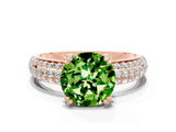 Rose gold Round Cut Cut Pave Diamond Engagement Ring with Channel Set Band and Four-Prong Setting