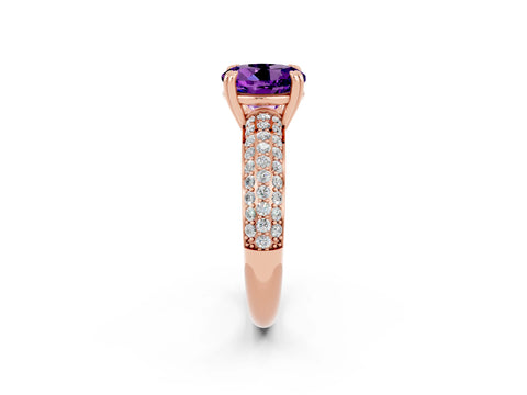 Rose gold Round Cut Cut Pave Diamond Engagement Ring with Channel Set Band and Four-Prong Setting_2
