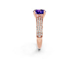 Rose gold Round Cut Cut Pave Diamond Engagement Ring with Channel Set Band and Four-Prong Setting_2