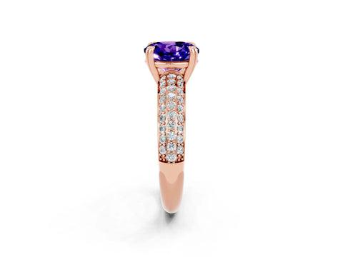 Rose gold Round Cut Cut Pave Diamond Engagement Ring with Channel Set Band and Four-Prong Setting_2