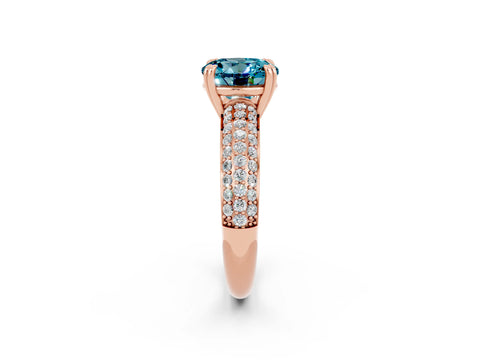 Rose gold Round Cut Cut Pave Diamond Engagement Ring with Channel Set Band and Four-Prong Setting_2