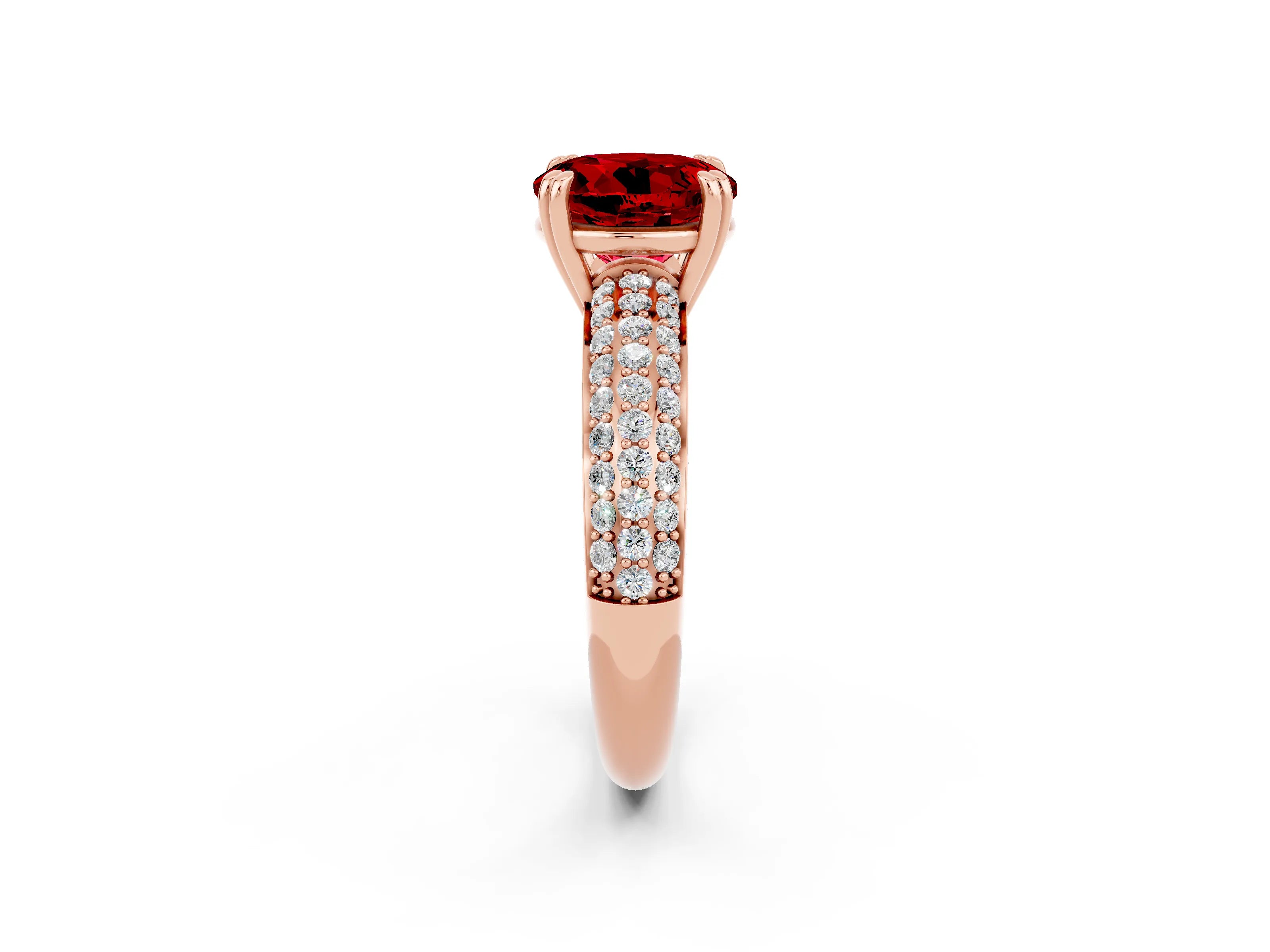 Rose gold Round Cut Cut Pave Diamond Engagement Ring with Channel Set Band and Four-Prong Setting_2