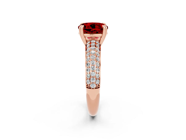 Rose gold Round Cut Cut Pave Diamond Engagement Ring with Channel Set Band and Four-Prong Setting