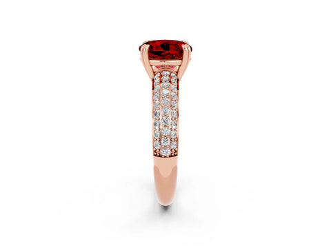 Rose gold Round Cut Cut Pave Diamond Engagement Ring with Channel Set Band and Four-Prong Setting_2