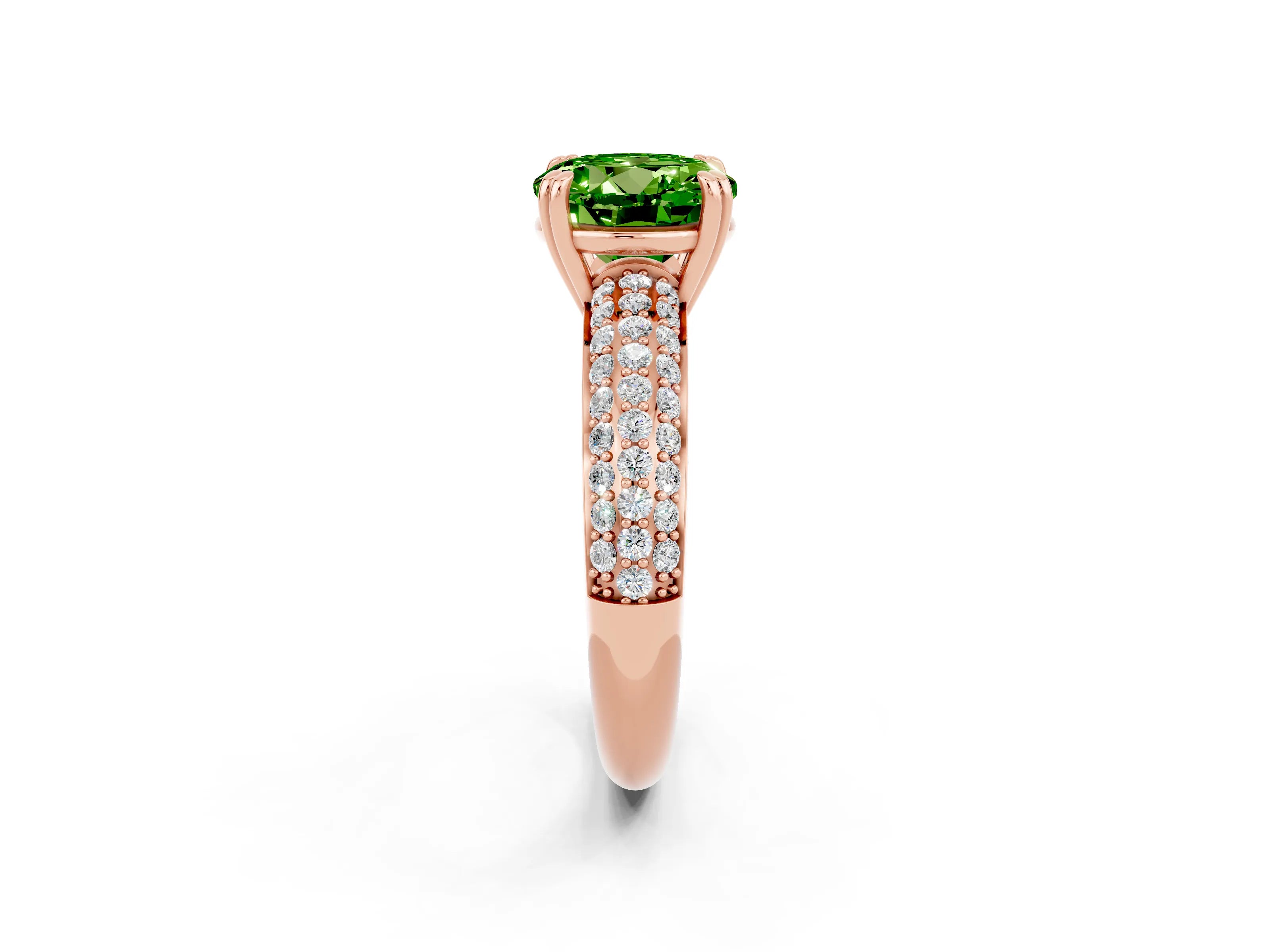 Rose gold Round Cut Cut Pave Diamond Engagement Ring with Channel Set Band and Four-Prong Setting_2