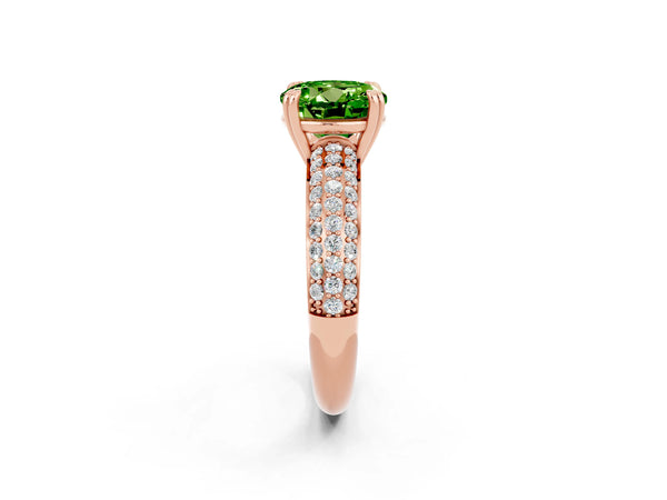 Rose gold Round Cut Cut Pave Diamond Engagement Ring with Channel Set Band and Four-Prong Setting