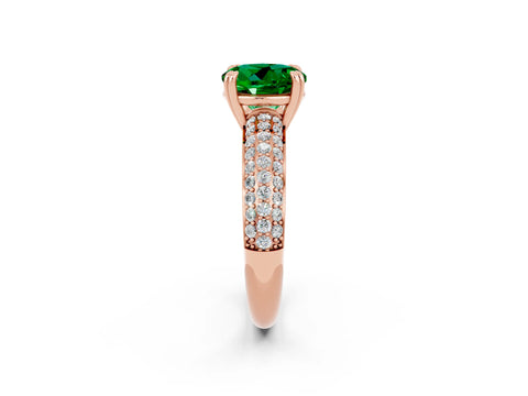 Rose gold Round Cut Cut Pave Diamond Engagement Ring with Channel Set Band and Four-Prong Setting_2