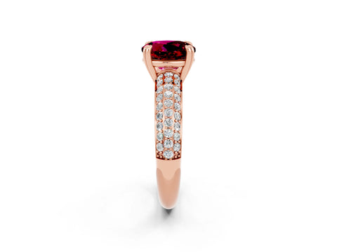 Rose gold Round Cut Cut Pave Diamond Engagement Ring with Channel Set Band and Four-Prong Setting_2