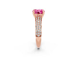 Rose gold Round Cut Cut Pave Diamond Engagement Ring with Channel Set Band and Four-Prong Setting_2