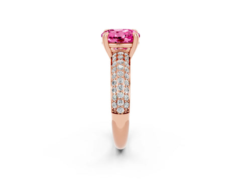 Rose gold Round Cut Cut Pave Diamond Engagement Ring with Channel Set Band and Four-Prong Setting_2